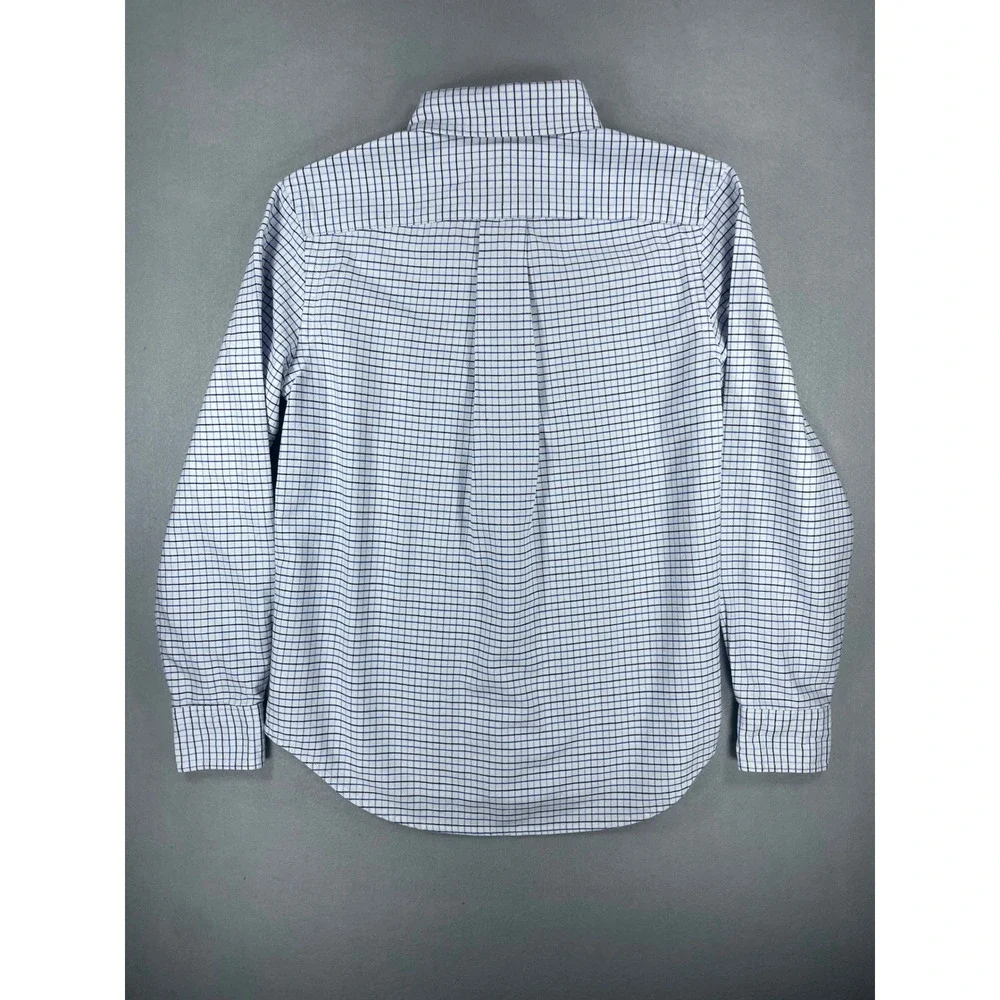 Ralph Lauren Boys Blue White Tattersall Check Custom Fit Button Down 10